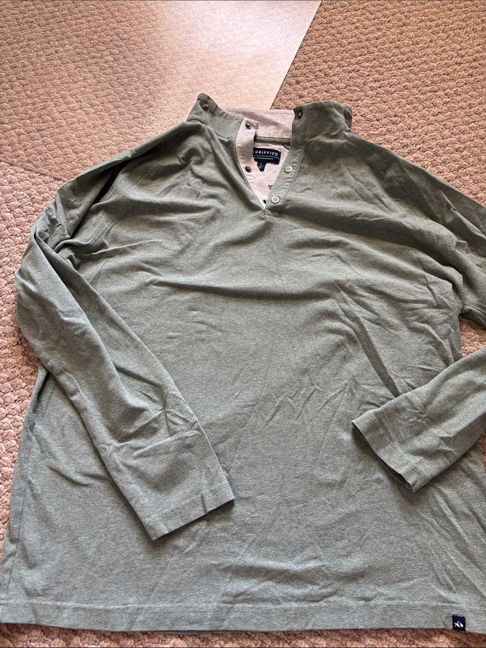Men's Long-Sleeve Henley Shirt in Sage Green by Skipper